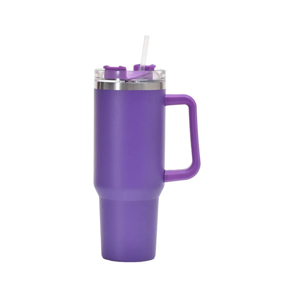 Quenchery 40 oz Tumbler With Handle Insulated Mug With Straw Lids Stainless Steel Coffee Thermos Cup In-Car Vacuum Bottle