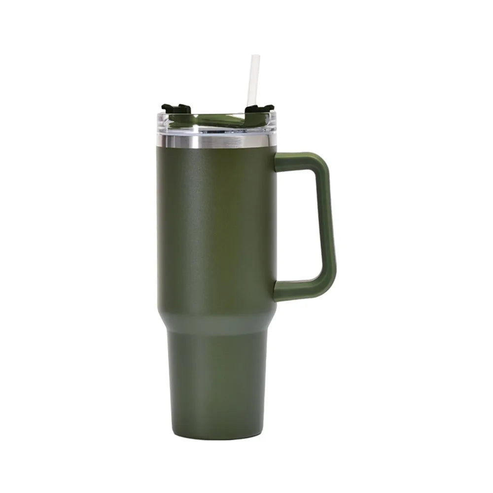 Quenchery 40 oz Tumbler With Handle Insulated Mug With Straw Lids Stainless Steel Coffee Thermos Cup In-Car Vacuum Bottle