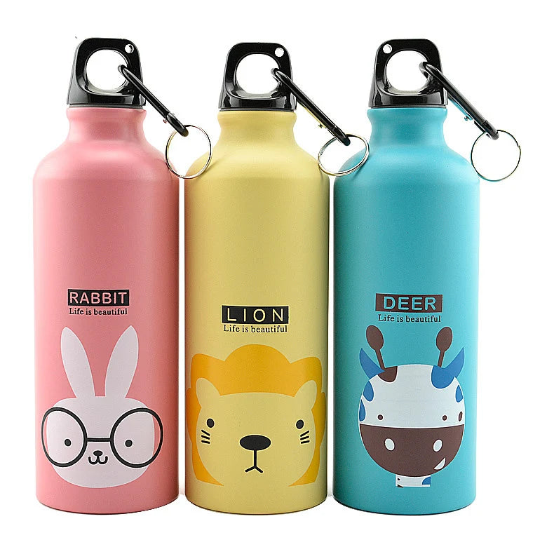 500ml Children's Cartoon Pattern Aluminum Sports Water Bottle Stainless Steel Water Bottle with Lid Thermos for Water Bottles