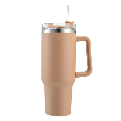 Quenchery 40 oz Tumbler With Handle Insulated Mug With Straw Lids Stainless Steel Coffee Thermos Cup In-Car Vacuum Bottle