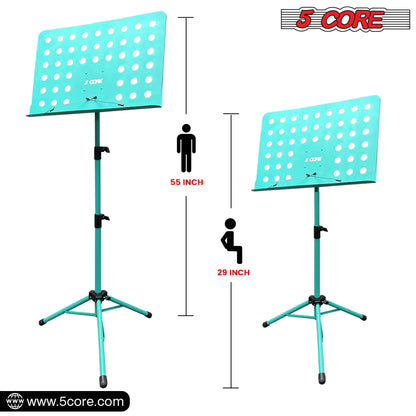 5Core Music Stand For Sheet Music Portable Tripod Adjustable Folding Note Holder