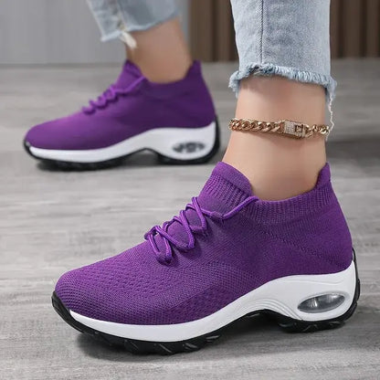 Women's Sneakers Walking Shoes Lace-On Sock