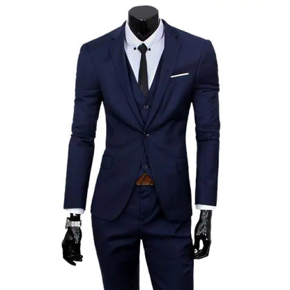 Cobatuba Suits for Men, 3 Piece Men's Suit Slim Fit, Solid Jacket Vest Pants with Tie, One Button Tuxedo Set