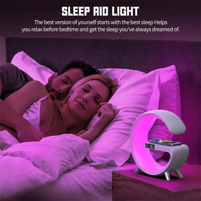 New Intelligent G Shaped LED Lamp Bluetooth Speaker Wireless Charger Atmosphere Lamp App Control For Bedroom Home Decor