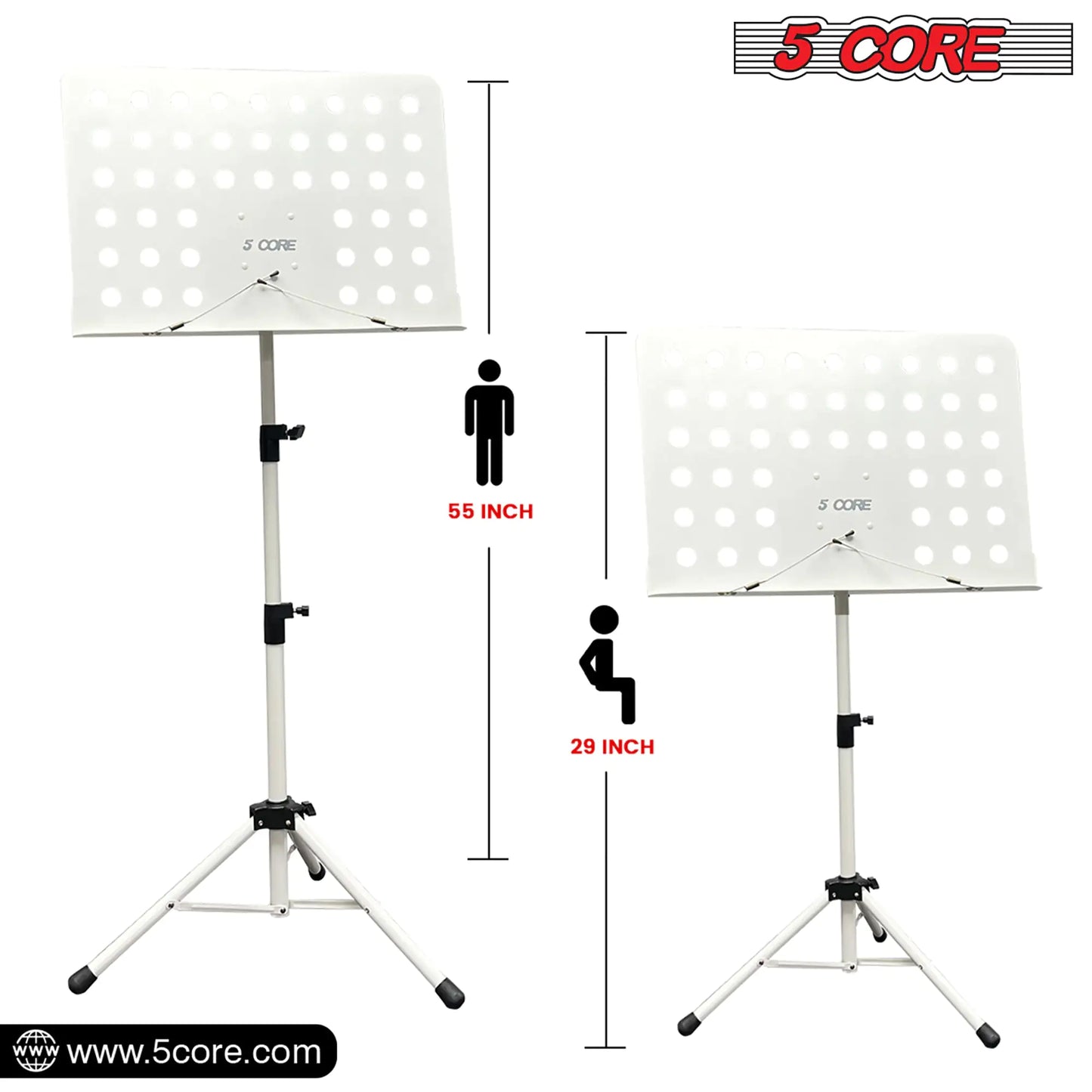 5Core Music Stand For Sheet Music Portable Tripod Adjustable Folding Note Holder