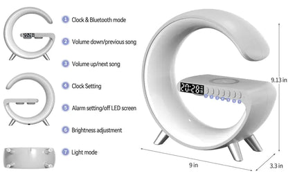 New Intelligent G Shaped LED Lamp Bluetooth Speaker Wireless Charger Atmosphere Lamp App Control For Bedroom Home Decor