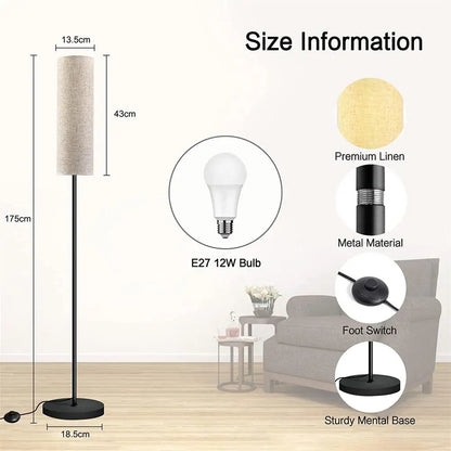 LED-Stehleuchte mit Leinenschirm