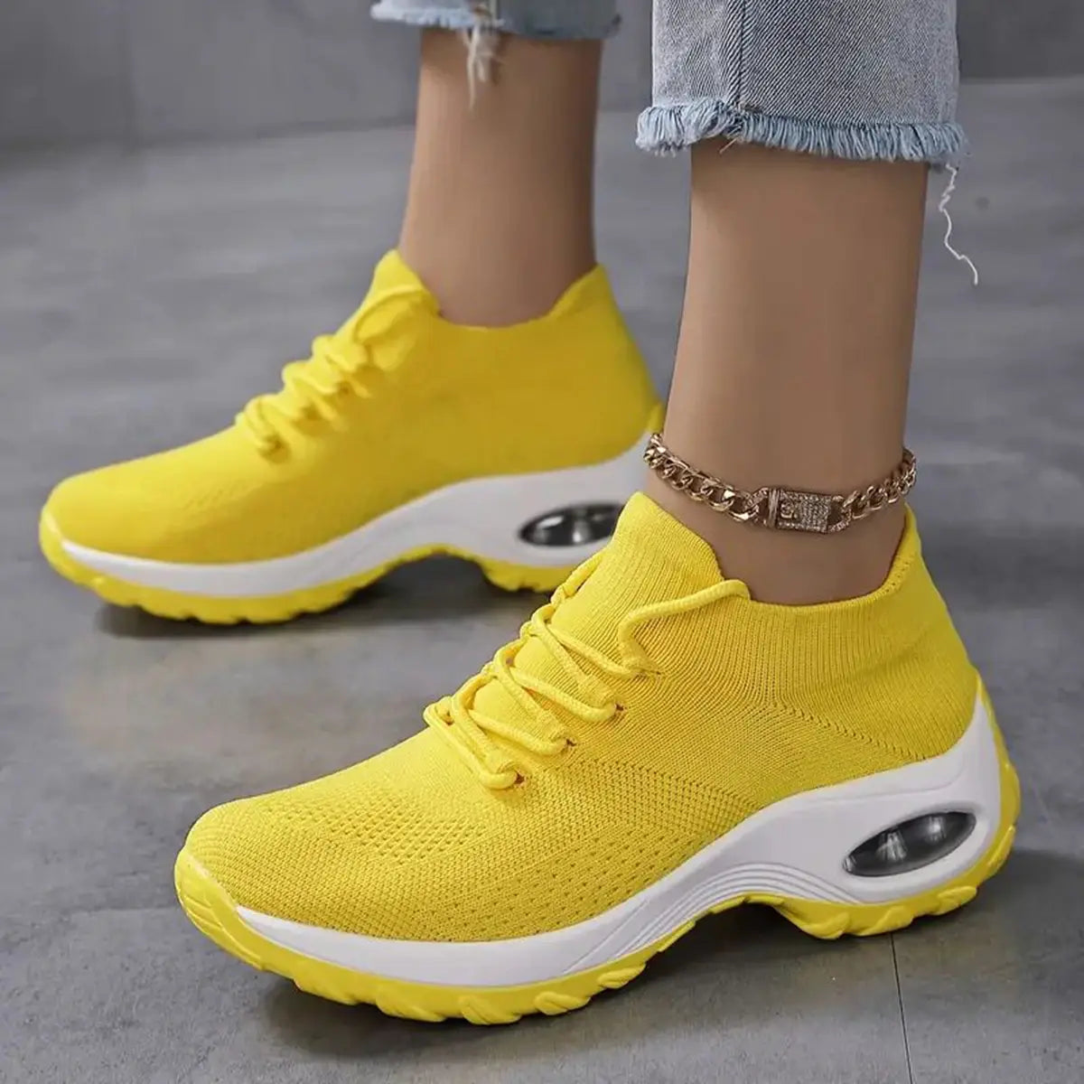 Women's Sneakers Walking Shoes Lace-On Sock