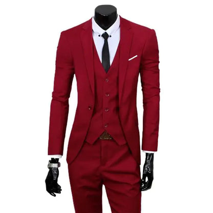 Cobatuba Suits for Men, 3 Piece Men's Suit Slim Fit, Solid Jacket Vest Pants with Tie, One Button Tuxedo Set