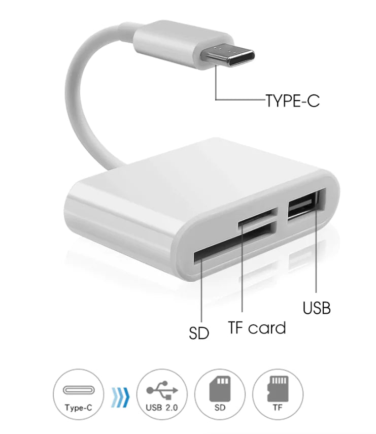 USB C 3 in 1 Hub Konverter Typ-C Adapter SD Kartenleser Für MacBook Pro Laptop