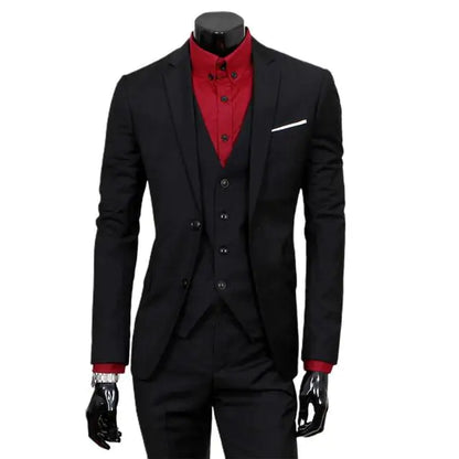 Cobatuba Suits for Men, 3 Piece Men's Suit Slim Fit, Solid Jacket Vest Pants with Tie, One Button Tuxedo Set