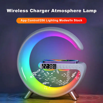 New Intelligent G Shaped LED Lamp Bluetooth Speaker Wireless Charger Atmosphere Lamp App Control For Bedroom Home Decor