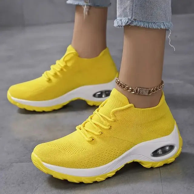 Women's Sneakers Walking Shoes Lace-On Sock