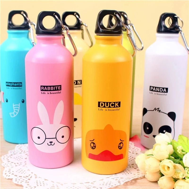 500ml Children's Cartoon Pattern Aluminum Sports Water Bottle Stainless Steel Water Bottle with Lid Thermos for Water Bottles