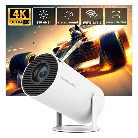 Projector MAGCUBIC 4K 1080P Support, Portable Projector WiFi6 BT 5.0 Android 11, Smart Projector Auto Horizontal Correction,180°Rotatable Outdoor Movie Projector Compatible with Phone