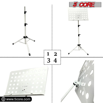 5Core Music Stand For Sheet Music Portable Tripod Adjustable Folding Note Holder