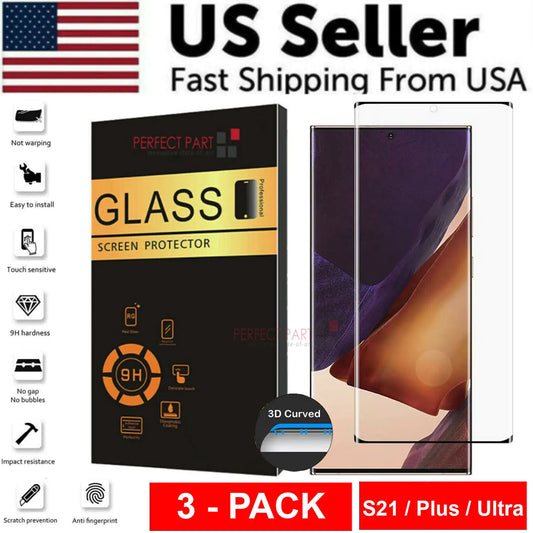 3 PACK - For Samsung Galaxy S21 PLUS ULTRA Tempered Glass Screen Protector Clear