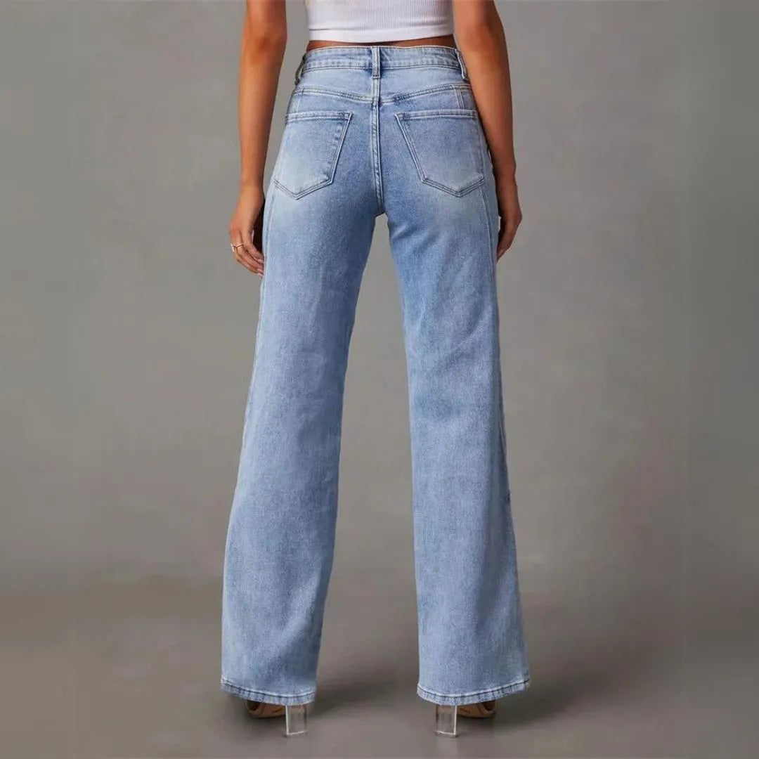 Essential blå raka jeans