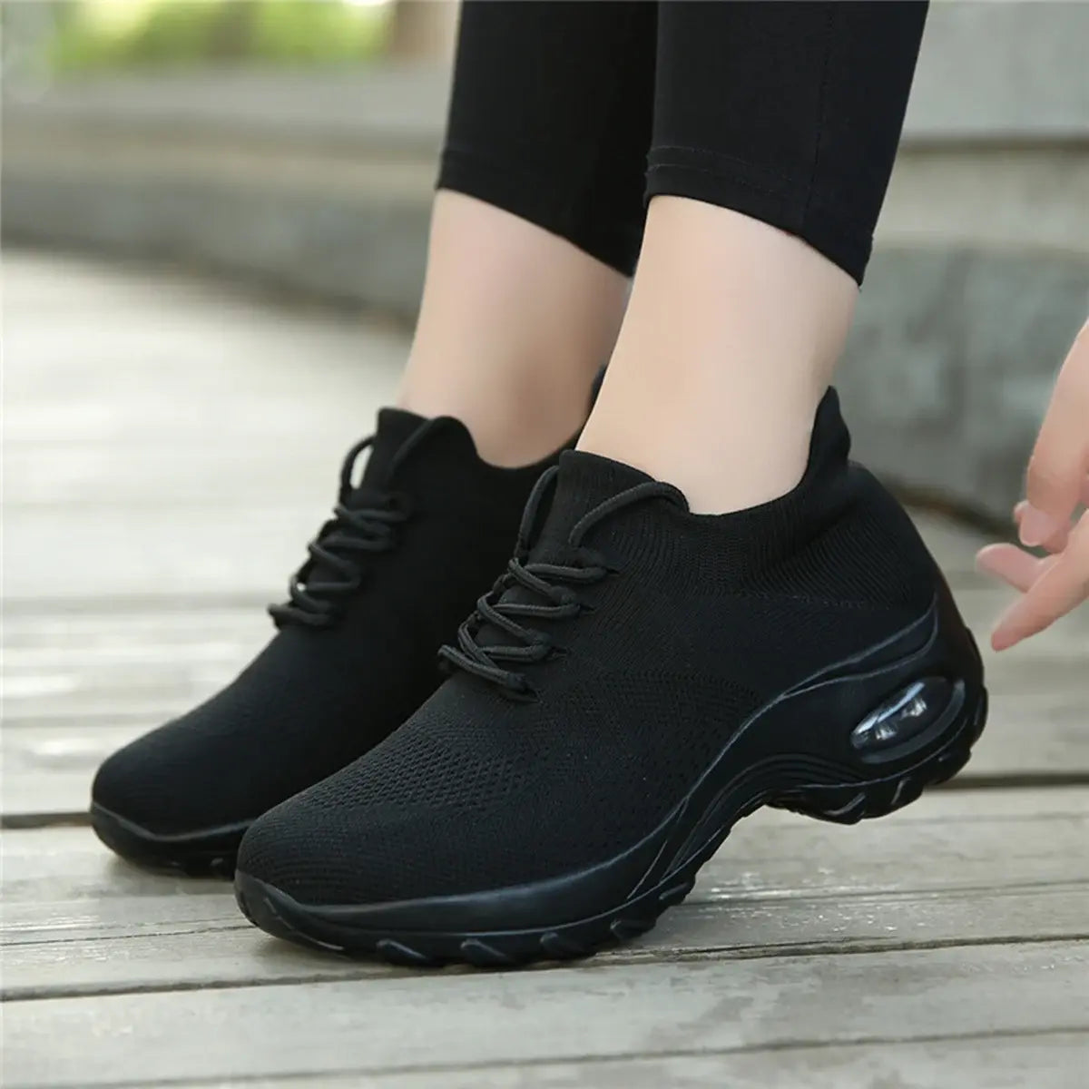 Women's Sneakers Walking Shoes Lace-On Sock